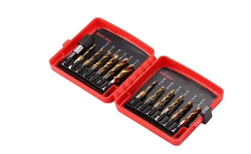 Sharcreatives 13 Pcs Sae And Metric Combination Drill & Tap Bit Set, 3-In-1 Titanium Coated Screw Tapping Bit Tool For Drilling, Tapping, Countersinking, With 1/4"Quick-Change Adapter #TOP2