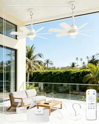 NWOP 28 Inch Outdoor Ceiling Fan with Light, 7 Blade