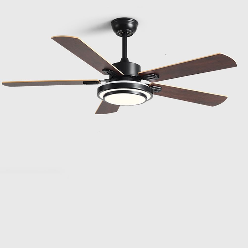 Ceiling Fans With Lights 5 Blades Ceiling Fan With Remote LED Lights 6-Speed Reversible Ceiling Fans Pendant Light For Kitchen Bedroom Living Room Flush Mount Ceiling Fans Lamp Timer Quiet Ceiling Fan