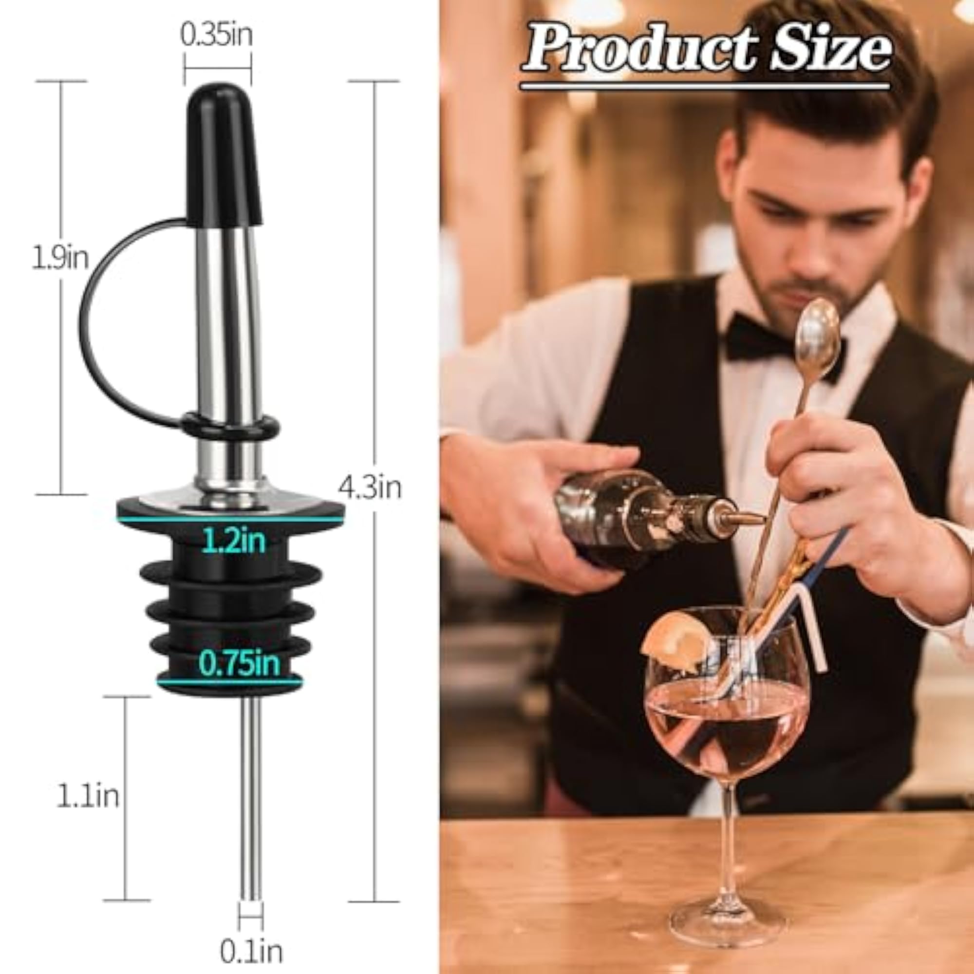 100 Pack Liquor Pour Spout with Rubber Dust Cap