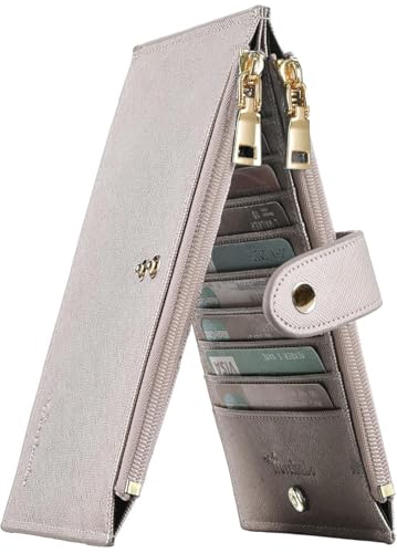 Travelambo RFID Wallet Women Large Size Bifold Multi Card Wallet Case with Zipper Pocke Credit Card Holder for Women