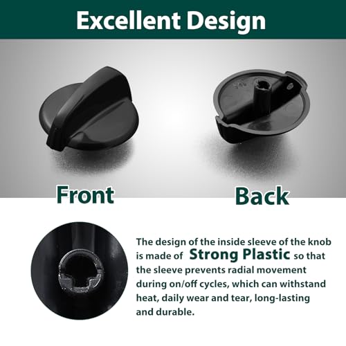 WB03K10216 Stove Knobs Cooktop Replacement Parts for GE Range Cooktop Oven Knobs KIP 5F30 222D1140 General Electric Black Gas Cooktop GE Surface Burner Control Knobs 4 Pcs