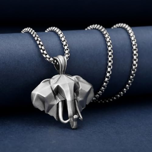 Collar vintage con cabeza de elefante de lata para jóvenes punk 4