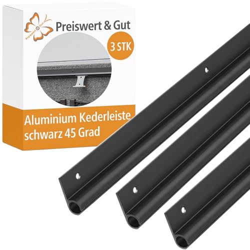 Preiswert&Gut Kederschiene für Wohnmobil 3er Set Caravan Wohnwagen Aluminium eloxiert schwarz 45 Grad Kederleiste zur Montage für Keder 7–9 mm stabile Zeltschiene Markisenschiene 100 cm