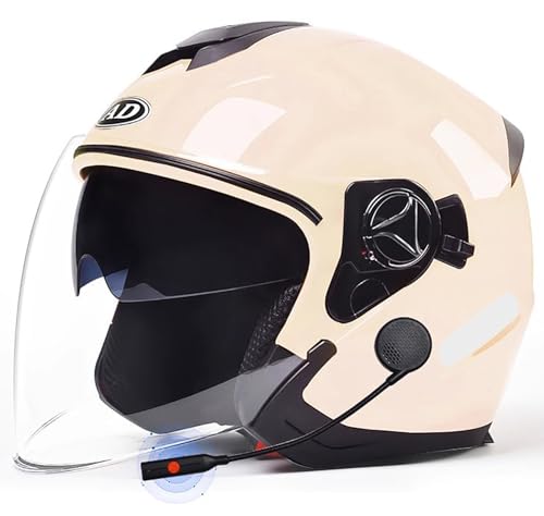 Casco Da Moto Bluetooth Con Microfono Integrato, Casco Da Moto Aperto Con Certificazione ECE, Casco Da Moto Elettrico Unisex Per Adulti, 3/4, Per Ciclomotore E Scooter C3,54-59cm