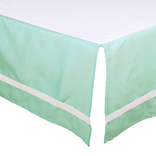 Mint Green Tailored Crib Dust Ruffle with White Stripe by The Peanut Shell