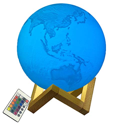 Abcsea Lámpara de Tierra 3D con 7 Colores, Lámpara de Luna LED 3D, Luz de Luna LED, 12 cm Luz de Noche de la Tierra