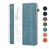 OnMove Lined Spiral Notebook Journal for Women Men 160 Pages A5 College Ruled Hardcover Leather with Pen Holder Notebook Journals for Note Taking Work Sky Blue