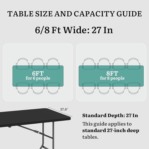 YITAHOME 6ft Folding Tables Heavy Duty Folding Table with Carrying Handle Plastic Fold up Table for Outdoor Camping Picnic Parties/Indoor Events All in Black by YITAHOME - Image 9