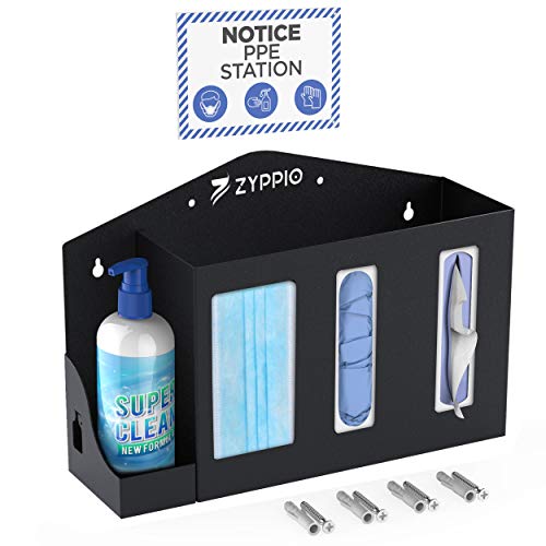 Sanitizing Station Dispenser Stand For Masks, Gloves, And Sanitizer Hand Gel, Business, Gym, Office, And Classroom Sanitation, Wall Mounted Organizer With Ppe Notice Sign #TOP29