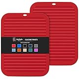 Joyhalo Silicone Trivets - Hot Pads for Kitchen, Protect Table & Quartz Countertops, Heat Resistance to 480F, Set of 2, Red