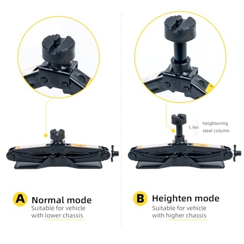Image of Scissor Jack 1.8 Ton Kit for Car SUV Truck | Ratchet system. Oversized base. Includes lug wrench, gloves, storage bag. For sedan SUV truck.