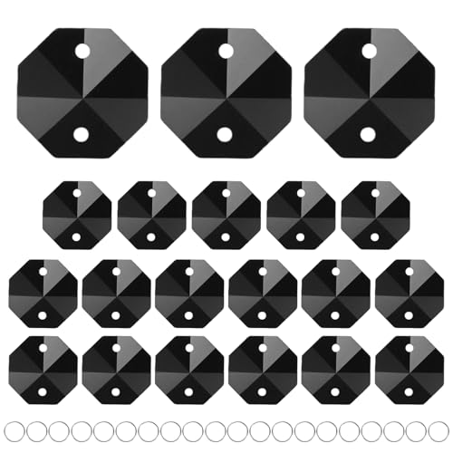 M METERXITY 20-Pack 2 Hole Octagon Prisms 14mm/0.55in Crystal Black