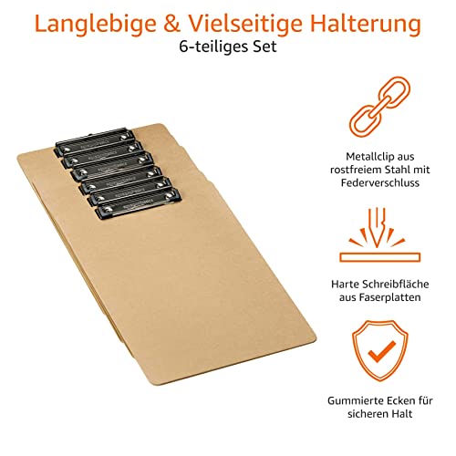 Klemmbrett von Amazon Basics, Hartplatten, 6er-Pack