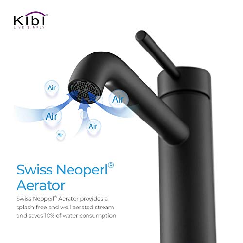 KIBI-KBF1009-Solid-Brass-Single-Handle-Single-Hole-Circular-Faucet-for-Bathroom-Sink-with-Pop-Up-Drain-High-Arc-Faucet-Spout-Design-Durable-Matte-Black-Finish-Corrosion-and-Rust-Resistant KIBI KBF1009 Solid Brass Single Handle Single Hole Circular Faucet for Bathroom Sink with Pop Up Drain High Arc Faucet Spout Design Durable Matte Black Finish Corrosion and Rust Resistant