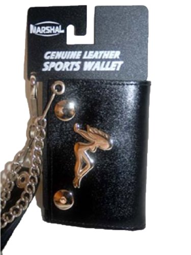 100% Leather Tri-fold Chain Wallet Black #1046-12