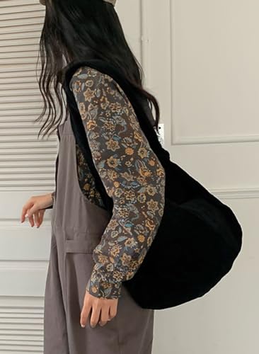 Image of 2026 Corduroy Tote Bag with Zipper Large Casual Handbags Shoulder Purse for Women