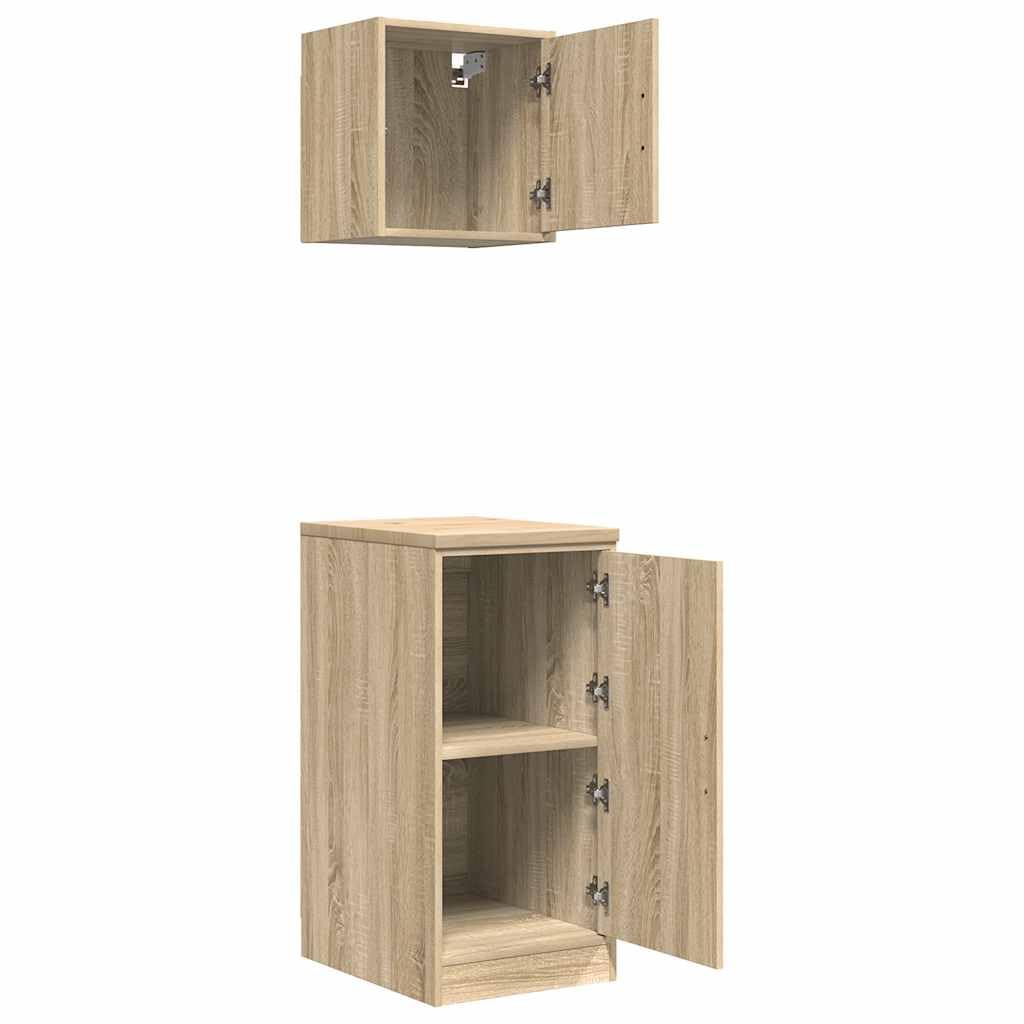 INLIFE Garagenschränke 2 STK. Sonoma-Eiche Holzwerkstoff,Wirtschaft & Industrie,Gewerbliche Lagerung,Industrieschränke,Braun,28.45 KG,3328298