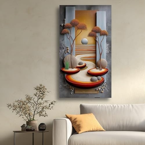 Toile nature sans cadre 40x70cm au design végétal contemporain - 3