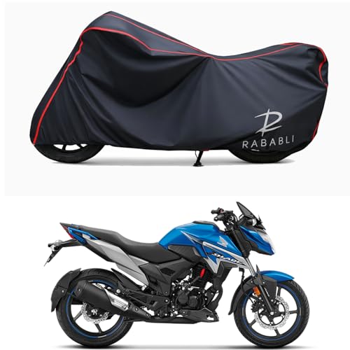Image of Waterproof Bike Body Cover Compatible for | Honda X-Blade BS6 | Taffeta Fabric, Red Piping Design, Bottom Elastic Fit | Dustproof, Sun UV & Rain Protection for All Bikes