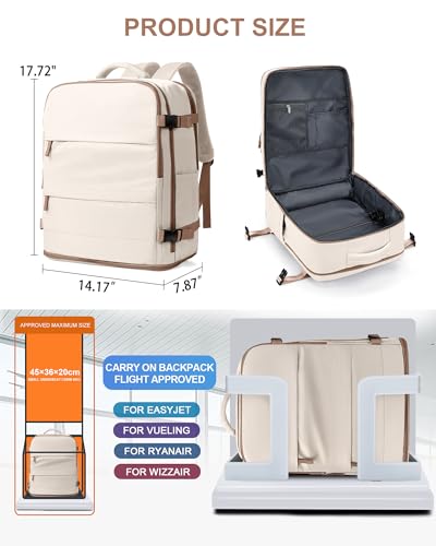 Image of coowoz Travel Backpack Carry On for Women Man Gym Backpacks with Laptop Compartment Mochila de Viaje Teacher Personal Item Backpack Rucksack Airplane Accessories Must Haves Beige Brown
