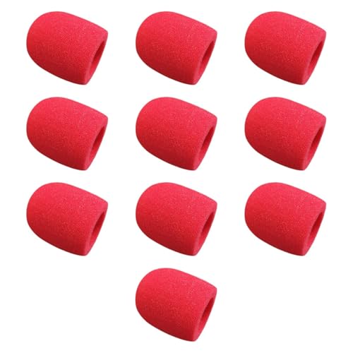 AsrMyjcx 10 piezas Cubierta de micrófono Cubierta de micrófono de micrófono resistente Babrillero espesado para fiestas KTV Broadcasting Singing Discursos, Rojo