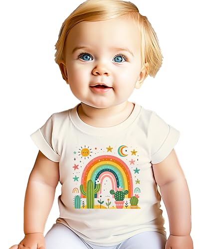 Cute & Girly Cactus Shirt for Kids Sweet Colorful Rainbow T-Shirt for Girls