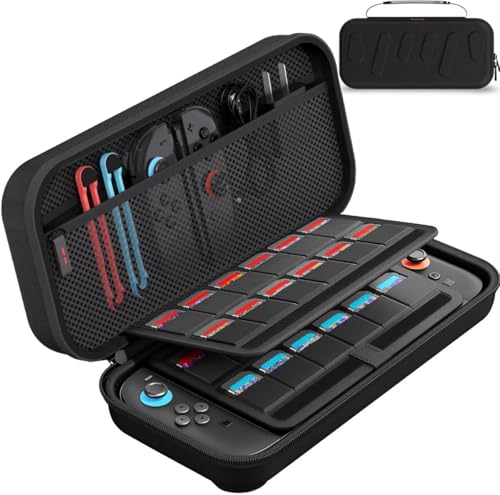 SOUNIX Funda para Nintendo Switch 2, Case de Viaje con 24 Cartuchos de Juego, Estuche Rígido de 1680D-Nylon para Consola 2025 Nintendo Switch 2 Accesorios, Negro