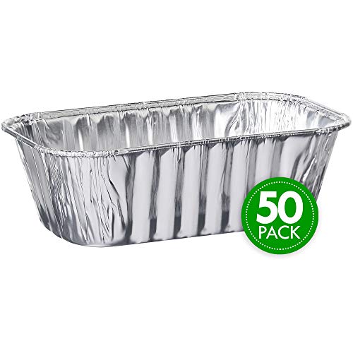 Plasticpro [1 Lb 50 Pack] Disposable Loaf Pans Aluminum Tin Foil Meal Prep