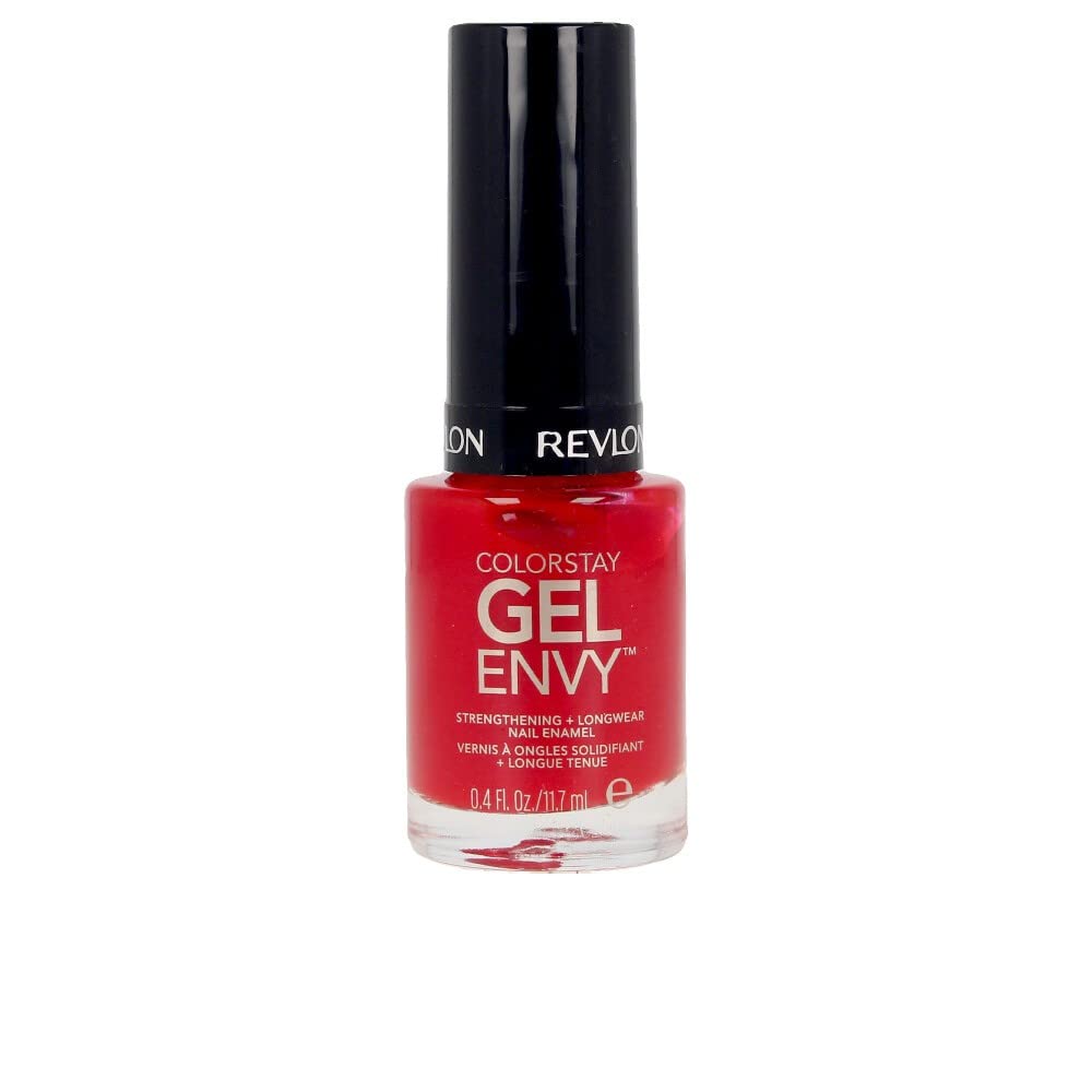 REVLON Colorstay Gel Envy Longwear Nail Polish, With Built-In Base Coat & Glossy Shine Finish, In Red/Coral, 550 All On Red, 11.7 ml