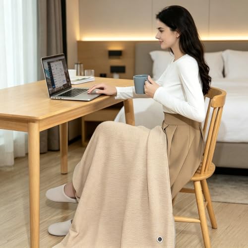 USB Heated Shawl Wrap for Women, Wearable Blanket 3 Heat Settings, Grey - image 3