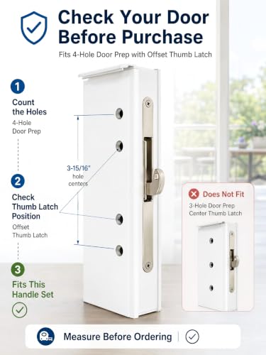 Image of Sliding Patio Door Handle Set Fits 1-1 /2 inch to 2-1 /4 inch Thick Door, Non-Handed Lock Replacement for 3-15 /16 inchH.C. Interior Glass Doors, Offset Thumbturn with Keyed