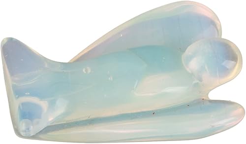 Miniatura 5 de Crystal Energy Chakra Reiki Healing Guardian Angel Shape Mini Figura Estatua Adorno de Piedra Curativa Ángel, Regalo para Escritorio Decoración del