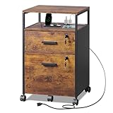DEVAISE 2 Drawer File Cabinet with Lock and Charging Station, Wood Filing Cabinet fits A4...