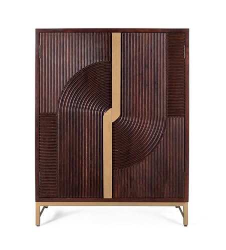 GC GINER & COLOMER Mueble Bar en Madera de Mango y Metal 119 cm Alto