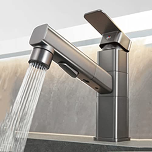 Mitigeur de lavabo de salle de bain extractible pour grand nettoyage de vasque