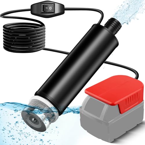 Wasserpumpe für Milwaukee 18V Akku, 500GPH Tauchpumpe Schmutzwasserpumpe Saugpumpe Absaugpumpe Flachwasserpumpe, für Poolpumpen, Gartenbewässerung, Autowäsche, Pfütze, Camping, Keller(KEIN Akku)