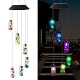 Solar Wind Chime, VEEKI Waterproof Color-Changing Mobile LED Wind Chime Lights Solar Powered Automatic Light Decor for Outdoor Yard, Memorial Wind Chimes, Mother's Day Birthday Gifts (Wishing Bottle)