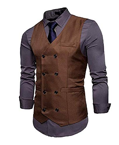 Men's Double Breasted White Waistcoat Slim Fit Suits Vest Business Dress Vests2