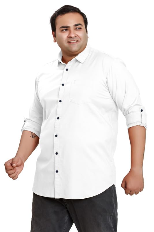 Image of BE ACTIVE Plus Size Lycra Cotton Satin for Men Shirts|| All Plus Size Men|| Cotton Stylish Full Sleeves Shirt for Men