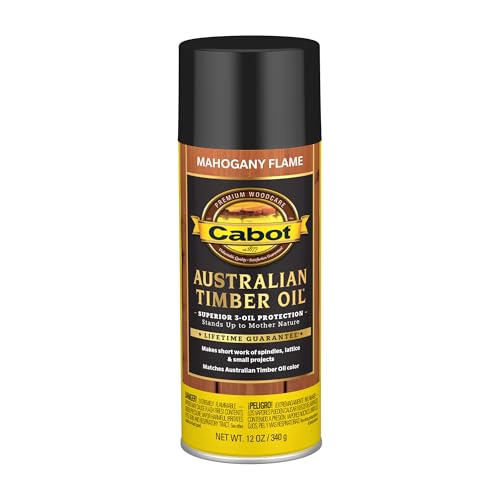 Image of Cabot Australian Timber Oil Wood Stain and Protector, Mahogany Flame, 12 oz Aerosol Can