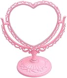 D&XQAUO Pink Heart Shaped Mirror - Coquette Room Decor for Desk, Vanity & Bathroom - Cute Table Mirror with Stand