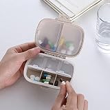 Tablettendose 8 Grids Pillendose Klein - Behälter Für Tabletten Reise Pille Box Mit Dichtung Ring Kleine Box Für Tabletten Weizen Stroh Container Für Medikamente(Beige)