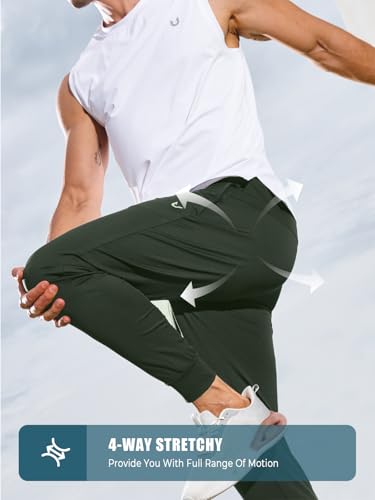 NORTHYARD Calça de corrida masculina com bolsos com zíper, calça de moletom leve, atlética, corrida