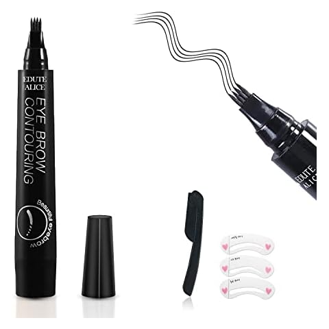 Eyebrow Tattoo Pen, Ksndurn Black Eyebrow Pencil - Waterproof Microblade Brow Pen, Eyebrow Tattoo Pen with a Micro-Fork Tip - Natural Looking Eyebrows Effortlessly with Gift Cover