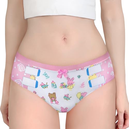 Littleforbig Women's Soft Cotton Hipster Briefs Babydoll Baby Cuties ‘Oopsie’ Potty Pants 4 Pack Panties Set2