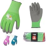 Vgo 3Pairs Age 5-7 Kids Gardening Gloves,Children Yard Work Gloves,Soft Safety Rubber Gloves(XXS,Blue+Green+Purple,RB6013-KID)
