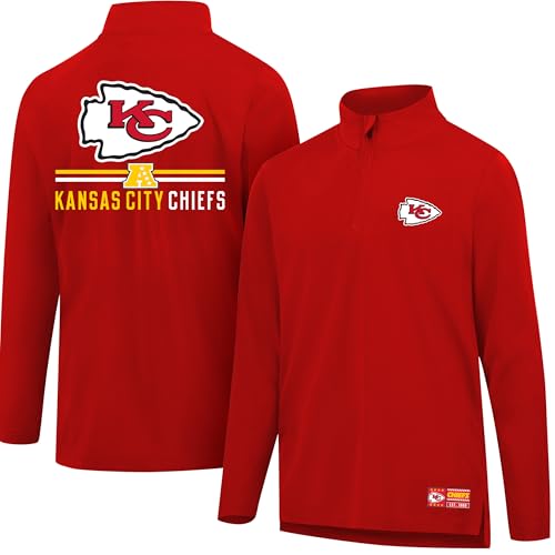 Ultra Game Men's NFL Official Super Soft Quarter Zip Long Sleeve T-Shirt