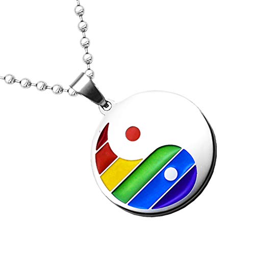 gazechimp Orgulho Yin Yang Rodada Pingente Gargantilha Colar Unissex Gay Jóias Lésbicas