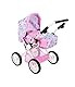 Bayer Chic 2000® 3in1 Kombi Puppenwagen Leni - Flowers Rosa - faltbar, höhenverstellbarer Griff 43-67 cm, Tragetasche – Puppen bis 46 cm, ab 3 J.